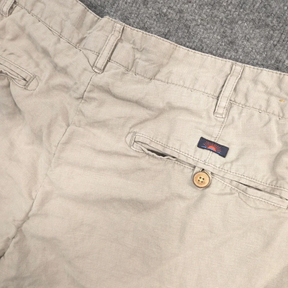 Faherty Malibu Shorts Mens 33 Gray Chino Linen Blend Summer Resort Preppy Casual